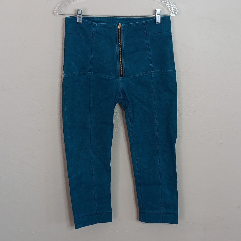 Prairie Underground Teal Blue Stretch Cropped Capri Pants Size Large